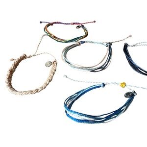 Pura Vida Set of 5 String Bracelets Braided Mult-Strands Beach Tropical Tone